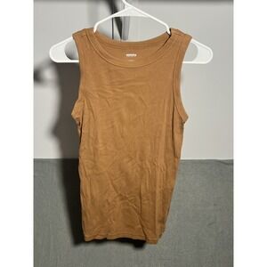 Sonoma Women's Brown Rib-Knit Tank Top Size S Small Cotton Blend Sleeveless
